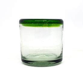 Emerald Green Rim 8 oz DOF Rock Glasses (set of 6)